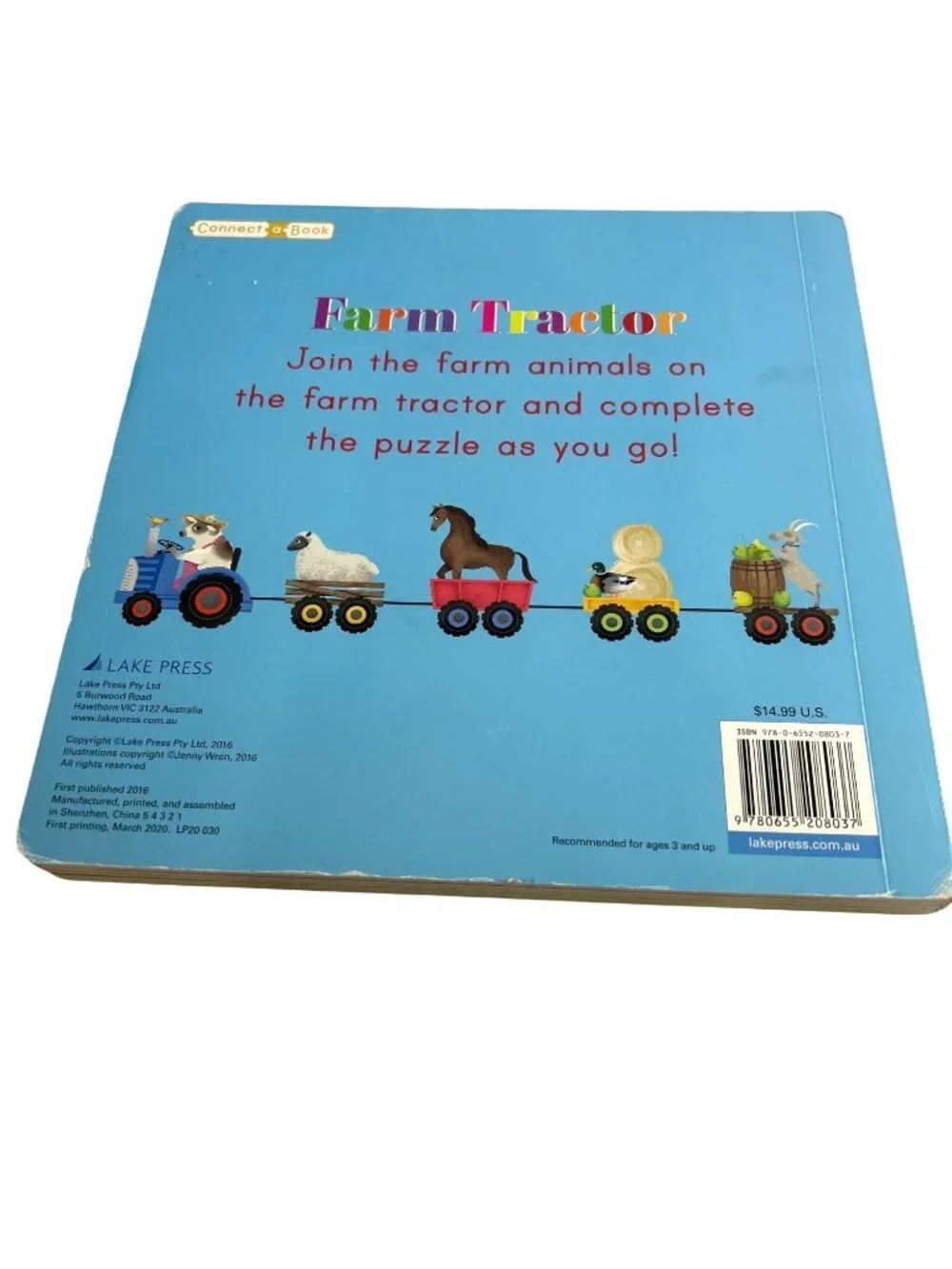 Children Board Book Farm Tractor Puzzle Blue Multi Ages 3 Up